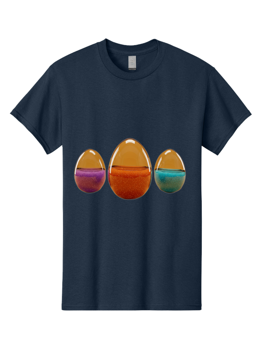 Easter-Eggs-12 Men'S Graphic Tee, 100% Cotton, Comfortable Casual Summer Wear, Machine Washable, Translucent Easter Eggs, Purple, Orange, Blue, Sparkly Contents, Festive Decorations, Spring Holiday, Colorful Eggs, Egg Decorations Baa606