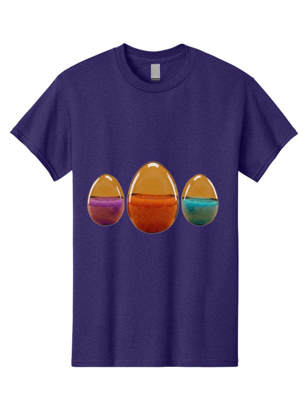 Easter-Eggs-12 Men'S Graphic Tee, 100% Cotton, Comfortable Casual Summer Wear, Machine Washable, Translucent Easter Eggs, Purple, Orange, Blue, Sparkly Contents, Festive Decorations, Spring Holiday, Colorful Eggs, Egg Decorations Baa606