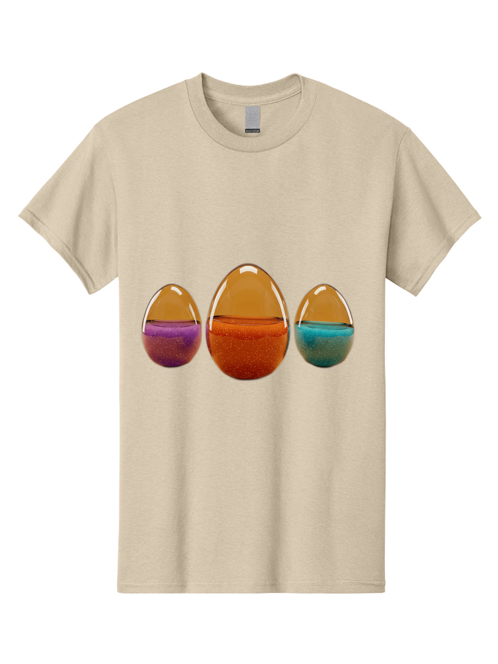 Easter-Eggs-12 Men'S Graphic Tee, 100% Cotton, Comfortable Casual Summer Wear, Machine Washable, Translucent Easter Eggs, Purple, Orange, Blue, Sparkly Contents, Festive Decorations, Spring Holiday, Colorful Eggs, Egg Decorations Baa606
