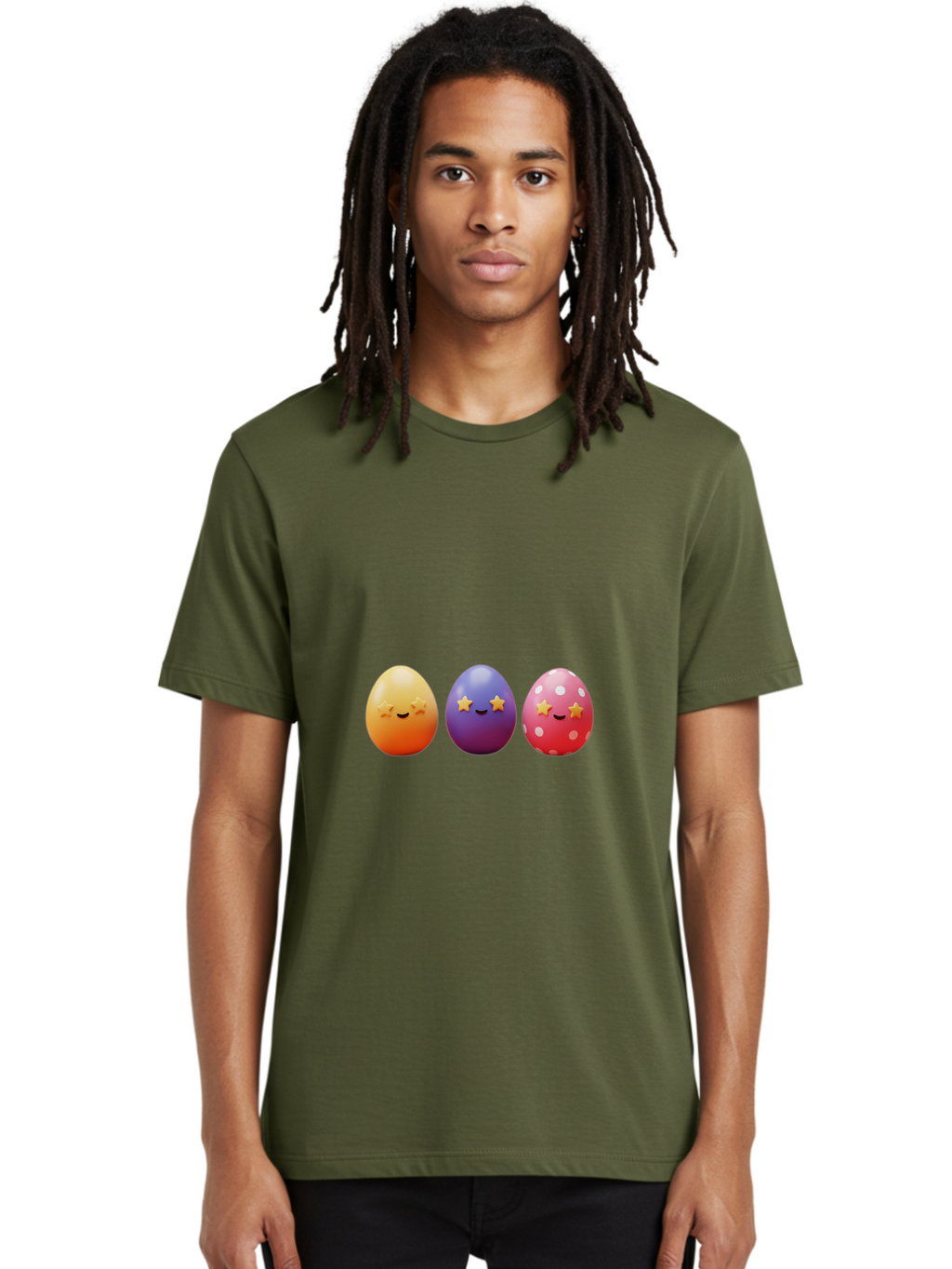 Easter-Eggs-2 Men'S Graphic Tee, 100% Cotton, Comfortable Casual Summer Wear, Machine Washable, Colorful Easter Eggs, Cartoon Eggs, Happy Faces, Smiling Eggs, Festive Decorations, Easter Celebration, Spring Theme, Vibrant Colors, Baa607