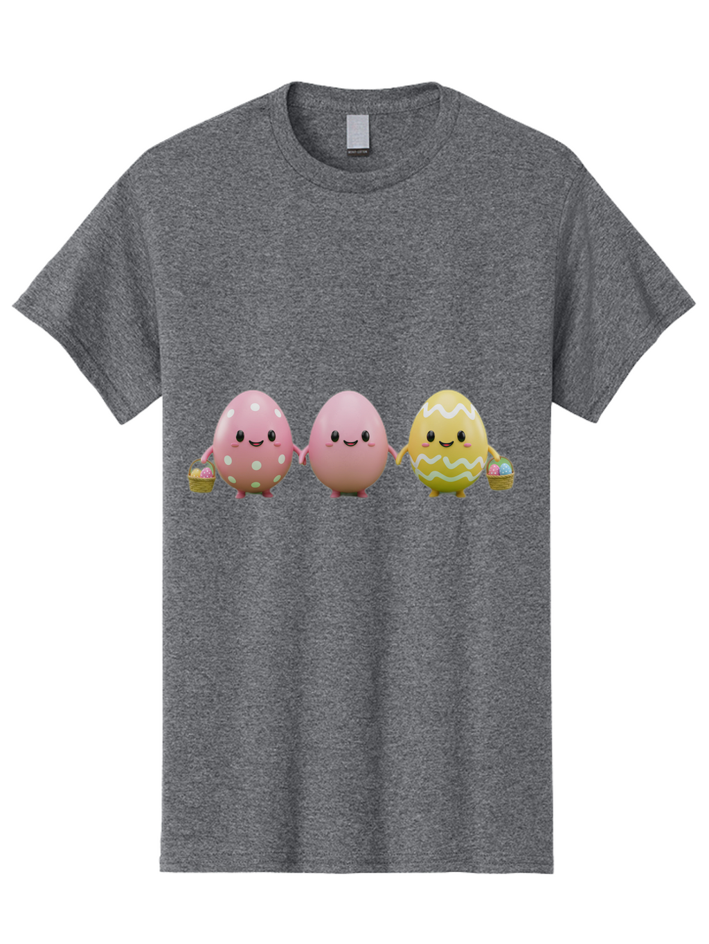 Easter-Eggs-3 Men'S Graphic Tee, 100% Cotton, Comfortable Casual Summer Wear, Machine Washable, Happy Easter Eggs, Smiling Faces, 3D Cartoon Eggs, Pastel Colors, Egg Decorations, Easter Basket, Festive Treats, Adorable Characters, Baa608