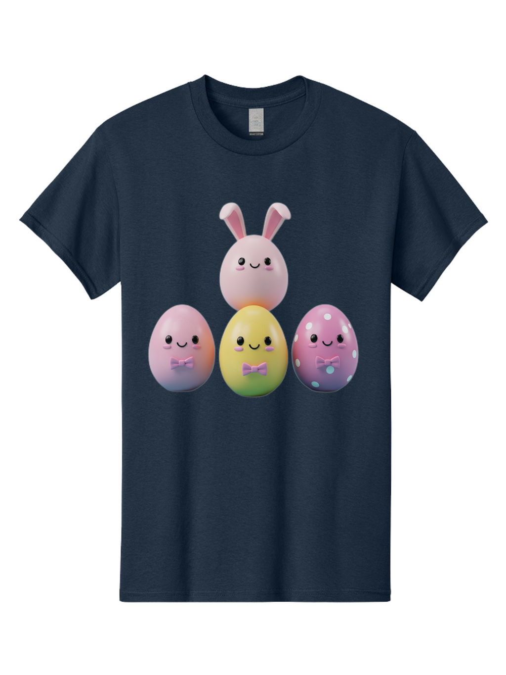 Easter-Eggs-5 Men'S Graphic Tee, 100% Cotton, Comfortable Casual Summer Wear, Machine Washable, Easter Eggs With Smiling Faces, Pastel Colors, Bow Ties, Bunny Ears, Festive Decor, Spring Theme, Cartoon Style, Adorable Characters, Happy Easter, Baa610