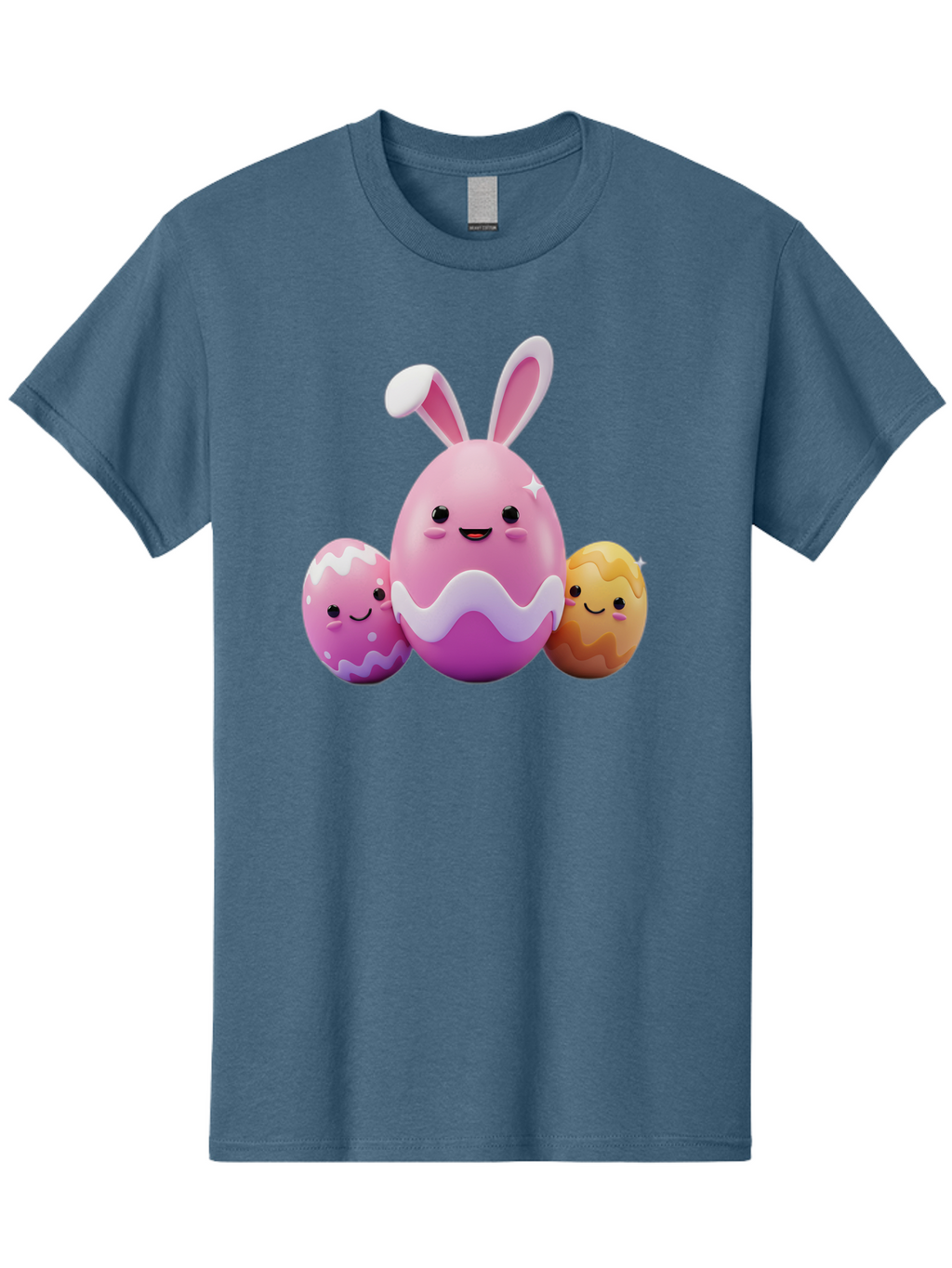 Easter-Eggs-6 Men'S Graphic Tee, 100% Cotton, Comfortable Casual Summer Wear, Machine Washable, Cartoon Easter Eggs, Easter Bunny Egg, Happy Easter, Easter Egg Hunt, Colorful Eggs, Decorated Eggs, Spring Season, Cute Characters, Smiling Faces Baa611