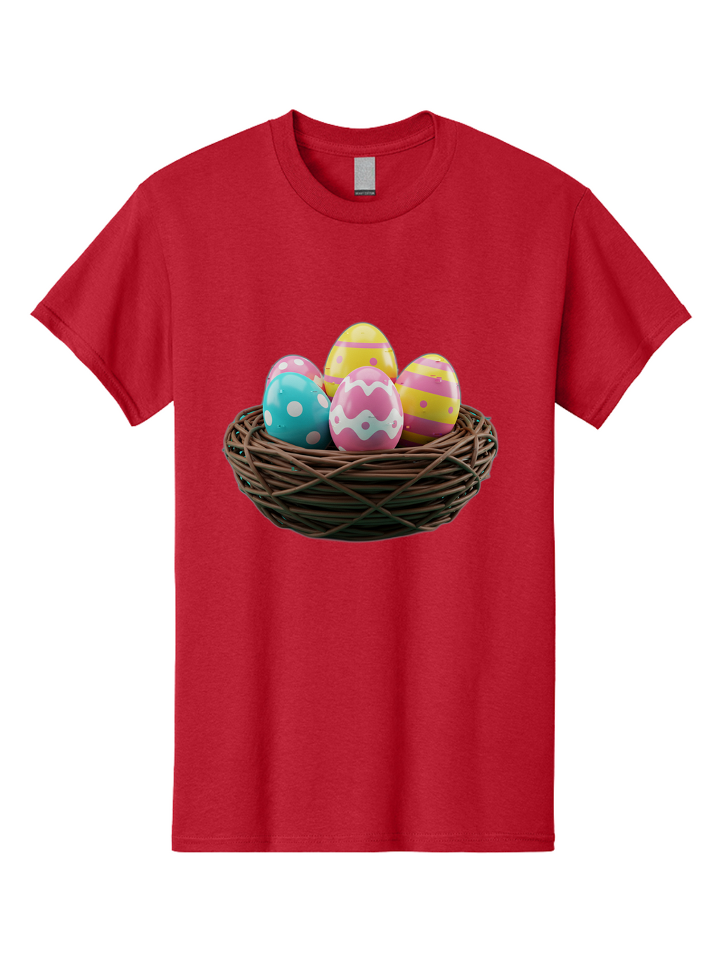 Easter-Eggs-8 Men'S Graphic Tee, 100% Cotton, Comfortable Casual Summer Wear, Machine Washable, Painted Easter Eggs, Wicker Basket, Festive Decorations, Spring Holiday, Colorful Eggs, Easter Celebration, Pastel Colors, Baa613