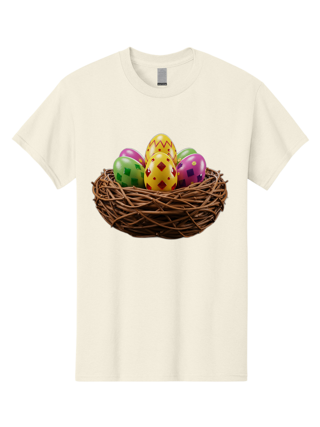 Easter-Eggs-9 Men'S Graphic Tee, 100% Cotton, Comfortable Casual Summer Wear, Machine Washable, Easter Eggs, Colorful Patterns, Diamond Shapes, Checkered Designs, Festive Decorations, Spring Holiday, Colorful Eggs, Decorative Nest Baa614