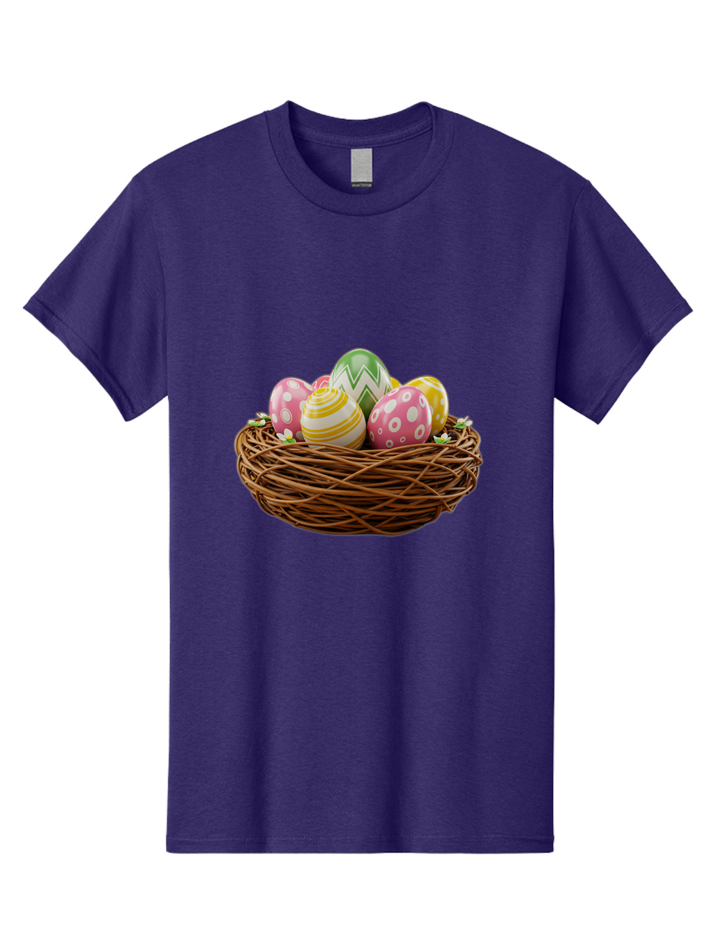 Easter-Eggs-In-Basket-1 Men'S Graphic Tee, 100% Cotton, Comfortable Casual Summer Wear, Machine Washable, Easter Eggs In A Nest, Decorative Eggs, Spring Holiday, Twig Nest, Colorful Eggs, Easter Decorations, Festive Easter Eggs, Egg Hunt, Baa615