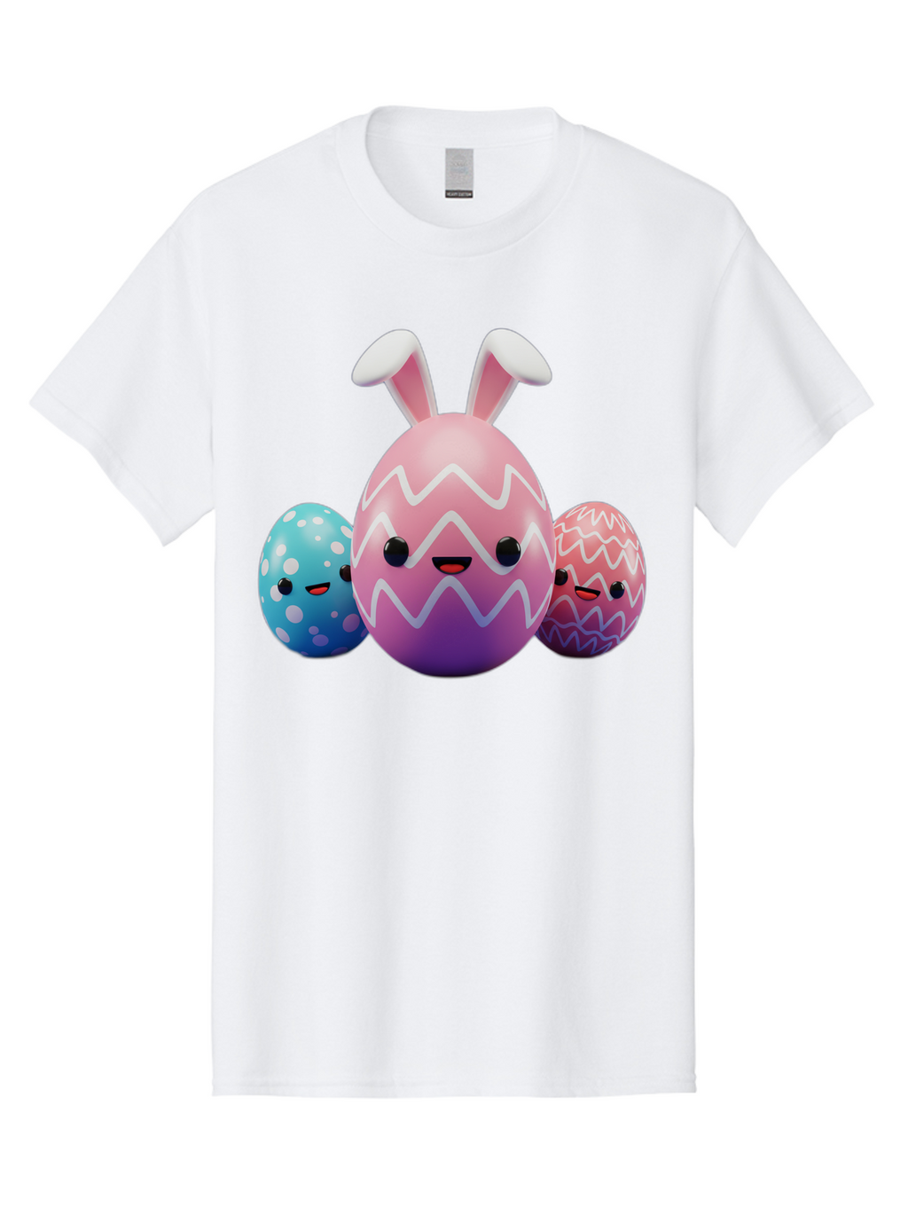 Easter-Eggs-With-Bunny-Ears Men'S Graphic Tee, 100% Cotton, Comfortable Casual Summer Wear, Machine Washable, Easter Eggs, Colorful Eggs, Decorated Eggs, Festive Eggs, Egg Hunt, Spring Season, Pastel Colors, Cute Eggs, Easter Celebration, Baa624