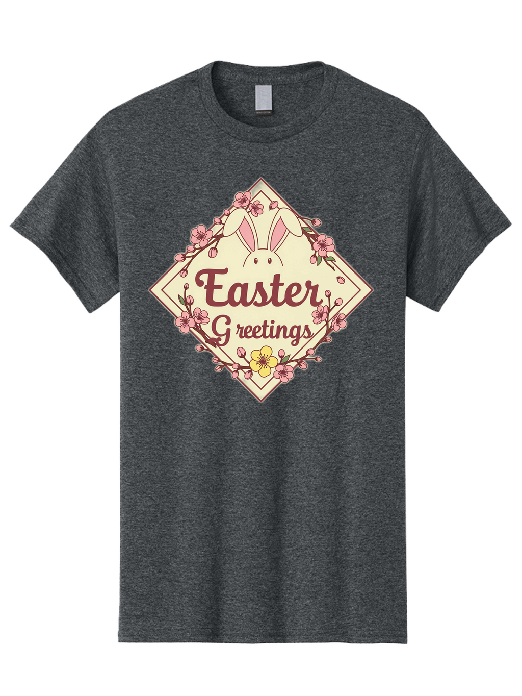 Easter-Greetings Men'S Graphic Tee, 100% Cotton, Comfortable Casual Summer Wear, Machine Washable, Easter Bunny, Easter Greetings, Floral Wreath, Pastel Colors, Spring Flowers, Easter Wishes, Festive Design Baa629