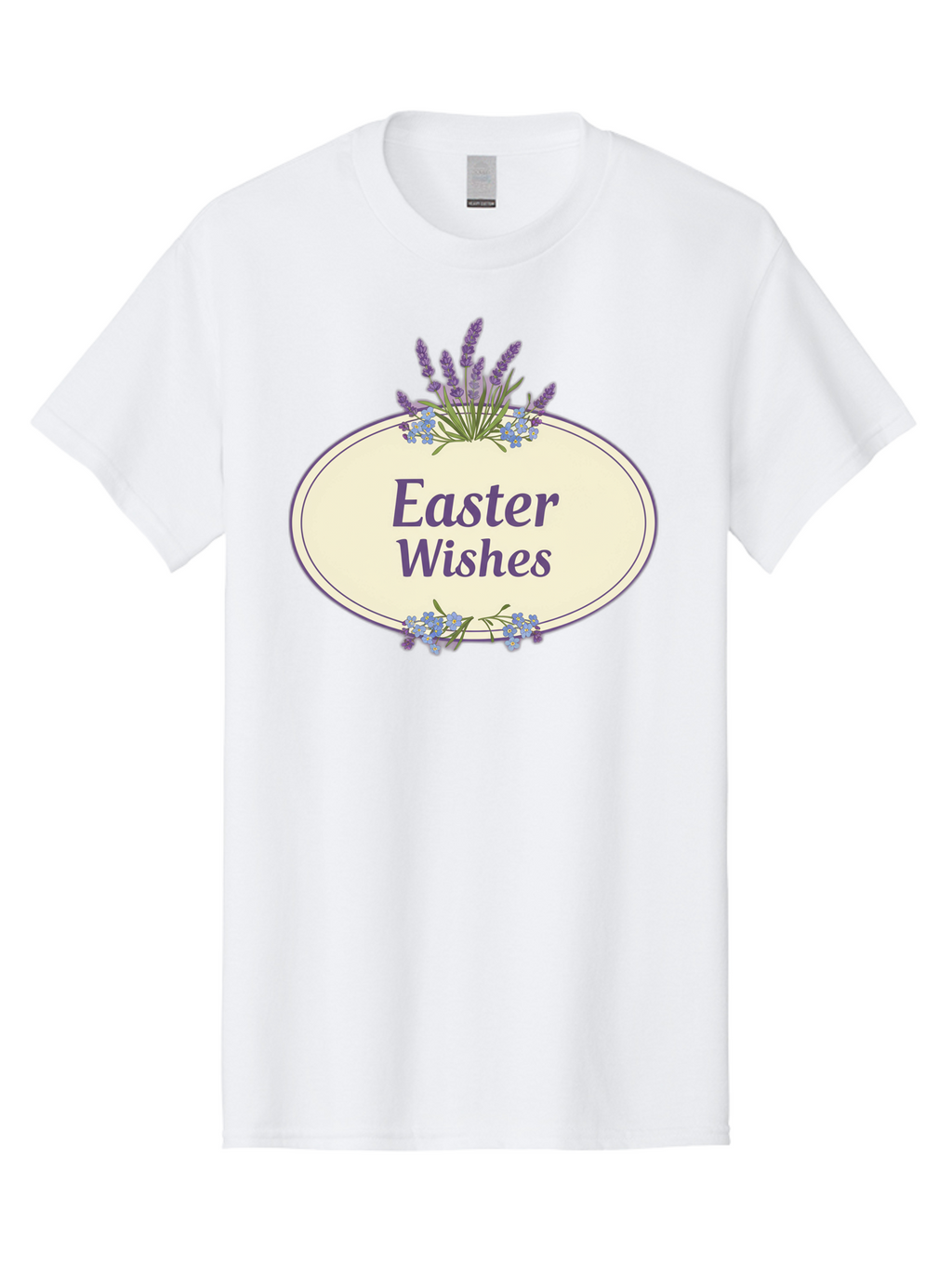 Easter-Wishes Men'S Graphic Tee, 100% Cotton, Comfortable Casual Summer Wear, Machine Washable, Easter Wishes, Easter Greeting Card, Spring Flowers, Floral Decoration, Purple Flowers, Lavender, Easter Message, Holiday Card, Festive Design, Baa635