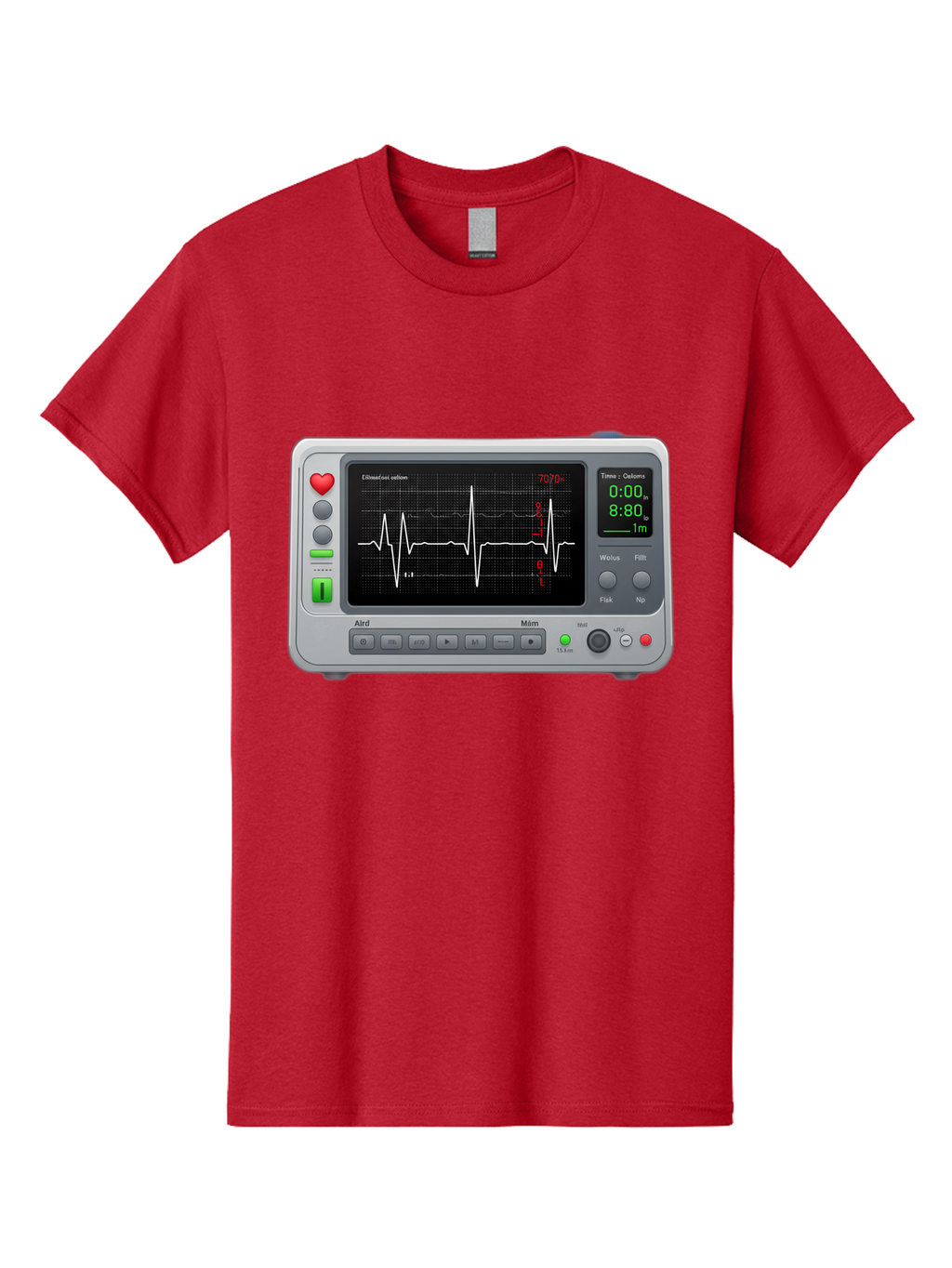 Ecg-Monitor Men'S Graphic Tee, 100% Cotton, Comfortable Casual Summer Wear, Machine Washable, Electrocardiogram Machine, Heart Rate Monitor, Medical Device, Cardiac Rhythm, Bpm Display, Health Technology, Patient Monitoring, Baa636