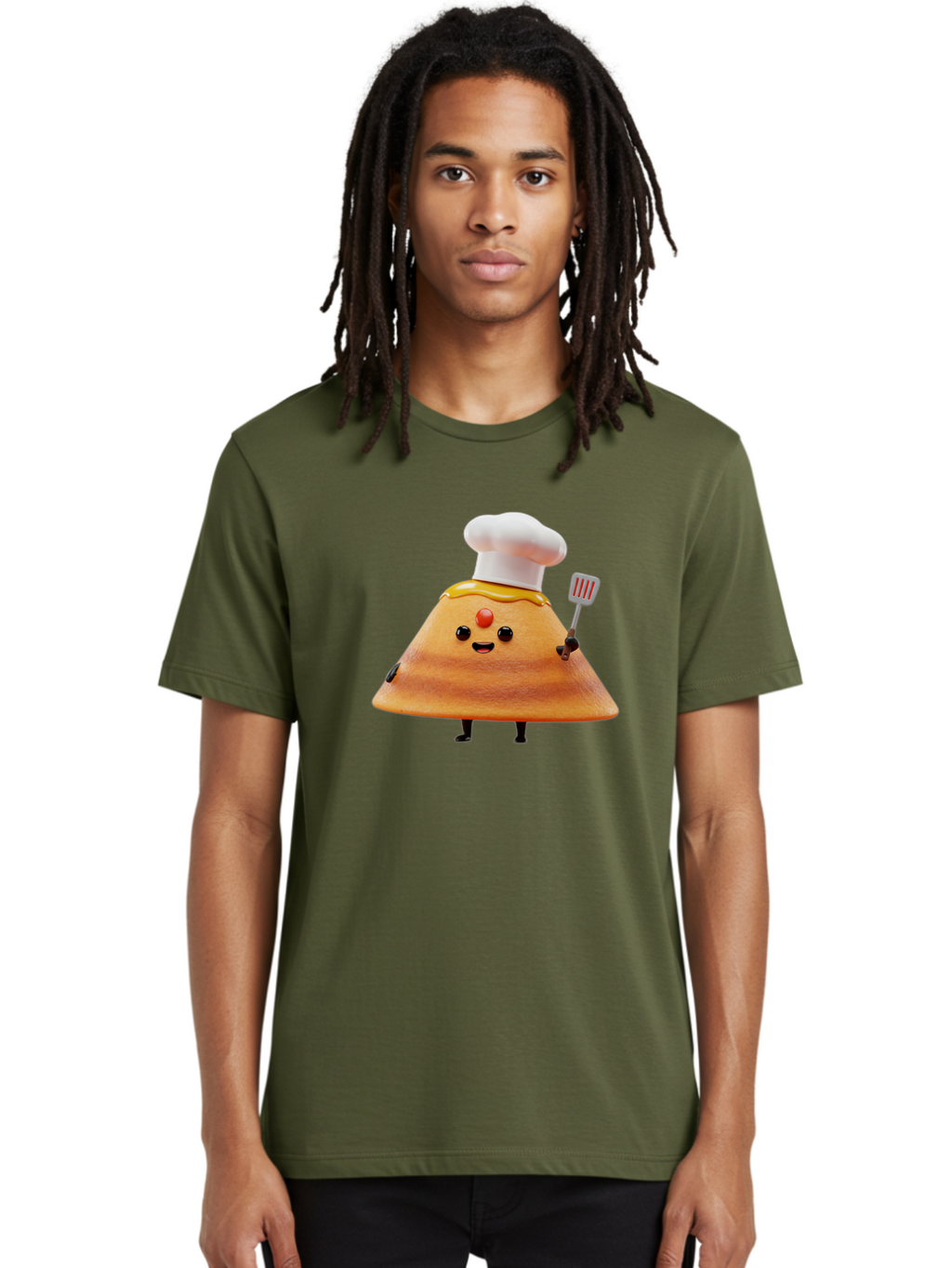 Egg-Character Men'S Graphic Tee, 100% Cotton, Comfortable Casual Summer Wear, Machine Washable, Fried Egg Cartoon Character, Chef Hat, Spatula, Cooking Utensils, Cute Face, Smiling Egg, Black Legs, Kitchen Illustration, Foodie Graphics, Baa640