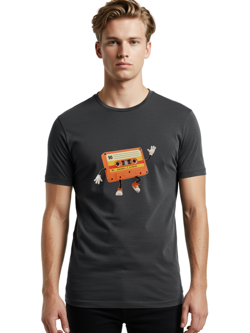 Electric-Eytopia-90 Men'S Graphic Tee, 100% Cotton, Comfortable Casual Summer Wear, Machine Washable, Retro Cassette Tape, Vintage Music, Nostalgic Charm, 90S Music, Cassette Culture, Music Nostalgia, Retro Vibe, Electric Ex-Patio Baa642