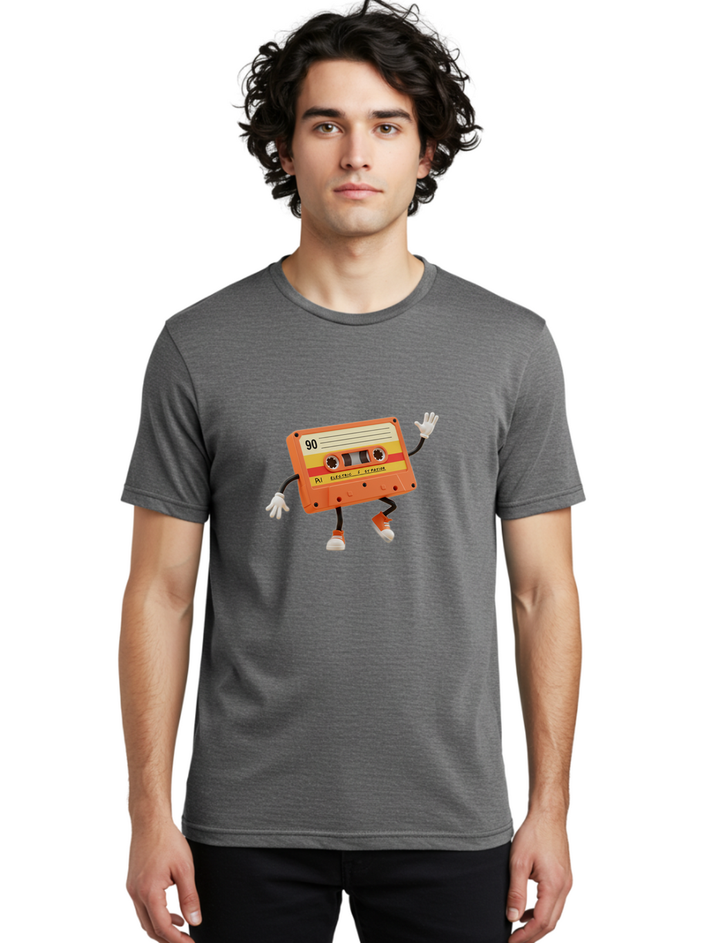 Electric-Eytopia-90 Men'S Graphic Tee, 100% Cotton, Comfortable Casual Summer Wear, Machine Washable, Retro Cassette Tape, Vintage Music, Nostalgic Charm, 90S Music, Cassette Culture, Music Nostalgia, Retro Vibe, Electric Ex-Patio Baa642