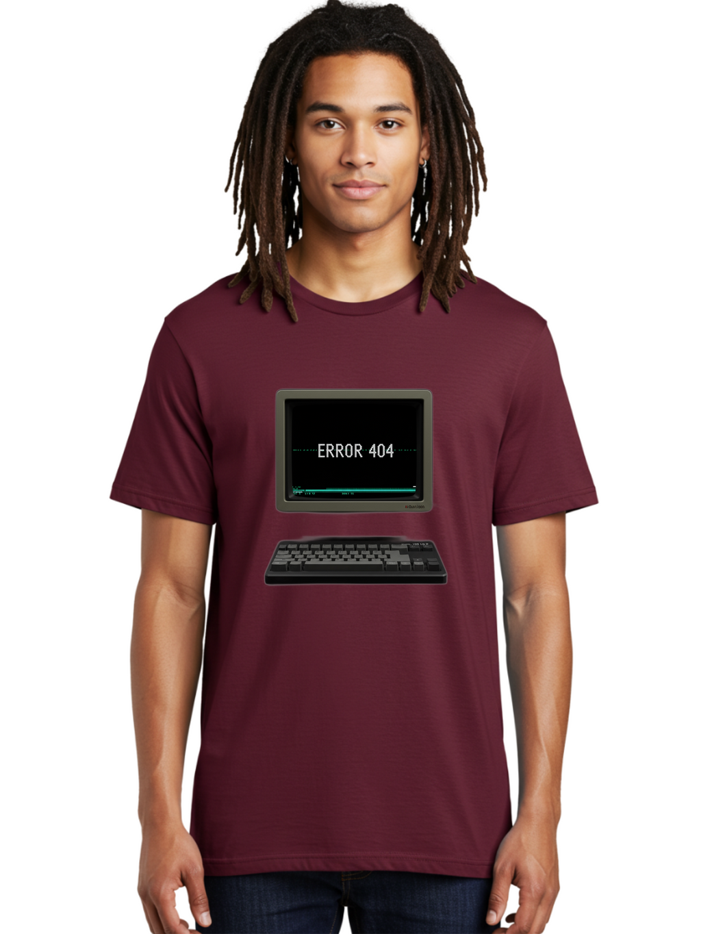 Error-404 Men'S Graphic Tee, 100% Cotton, Comfortable Casual Summer Wear, Machine Washable, Error 404 Message, Computer Monitor, Keyboard, Old Computer, Retro Technology, Error Screen, 404 Page Not Found, Vintage Computer Hardware, Baa652