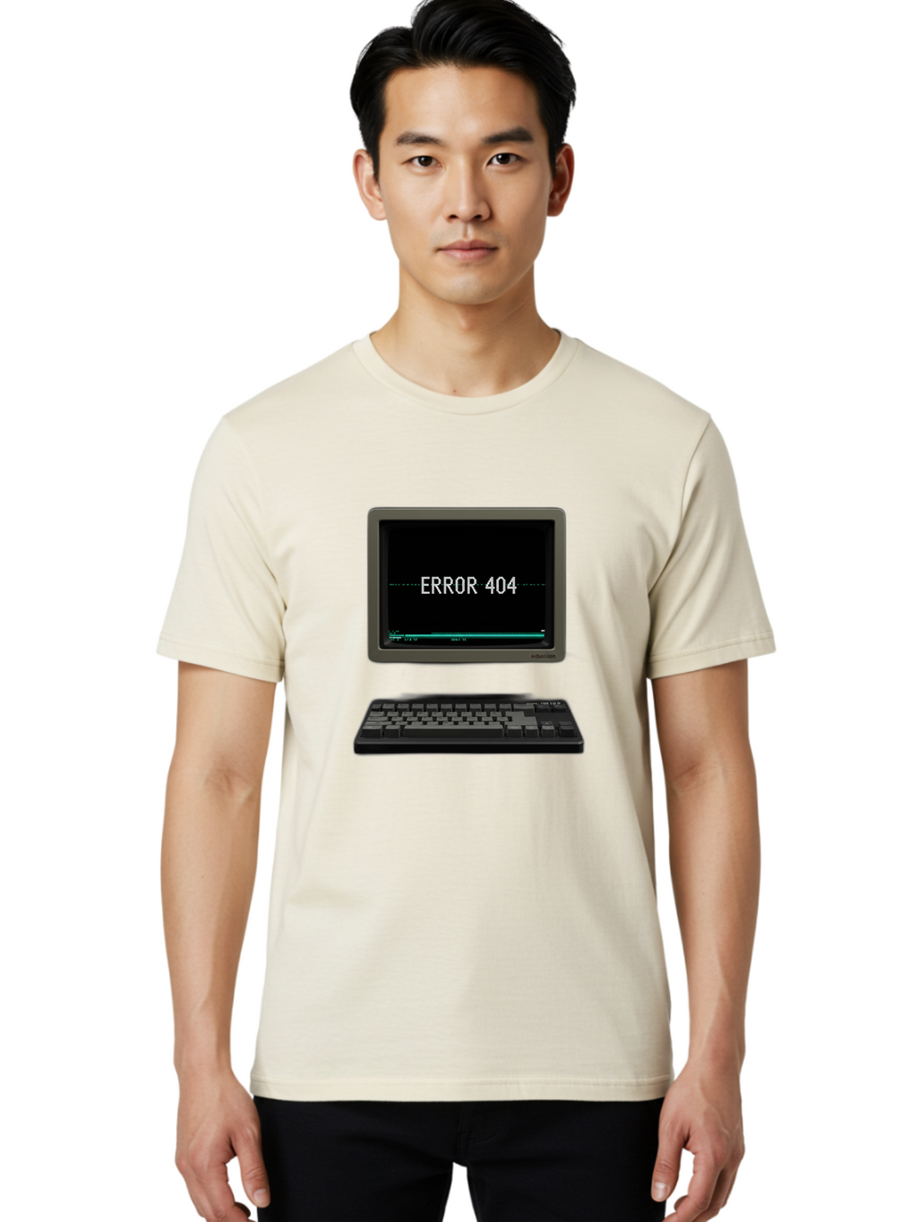 Error-404 Men'S Graphic Tee, 100% Cotton, Comfortable Casual Summer Wear, Machine Washable, Error 404 Message, Computer Monitor, Keyboard, Old Computer, Retro Technology, Error Screen, 404 Page Not Found, Vintage Computer Hardware, Baa652