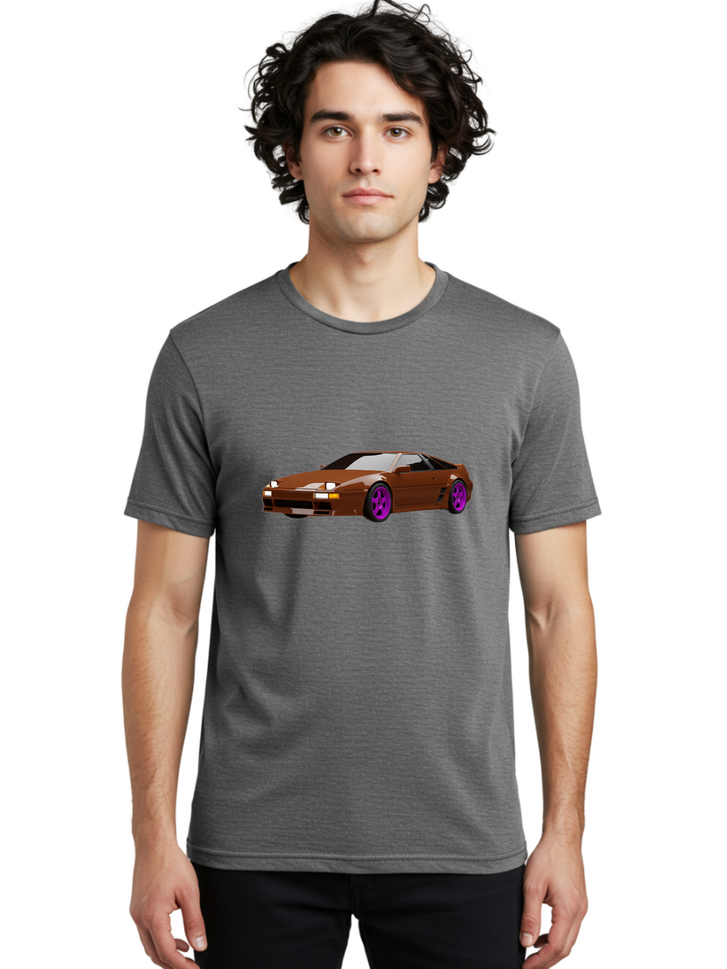 Ferrari-288-Gto-1 Men'S Graphic Tee, 100% Cotton, Comfortable Casual Summer Wear, Machine Washable, Ferrari 288 Gto, Sports Car, Luxury Vehicle, Sleek Design, Brown Finish, Purple Rims, High-Performance, Italian Supercar, Exotic Car Baa669