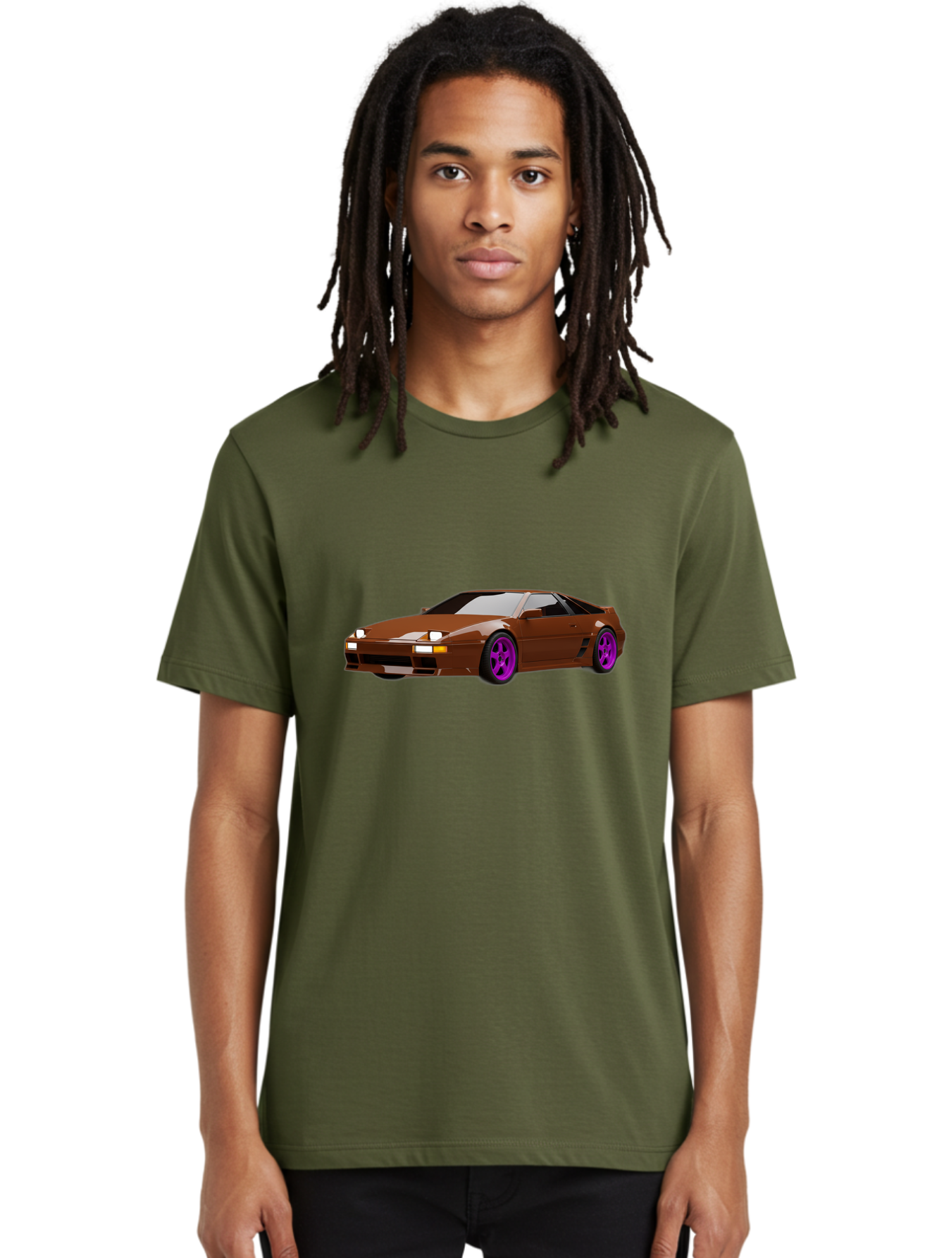 Ferrari-288-Gto-1 Men'S Graphic Tee, 100% Cotton, Comfortable Casual Summer Wear, Machine Washable, Ferrari 288 Gto, Sports Car, Luxury Vehicle, Sleek Design, Brown Finish, Purple Rims, High-Performance, Italian Supercar, Exotic Car Baa669