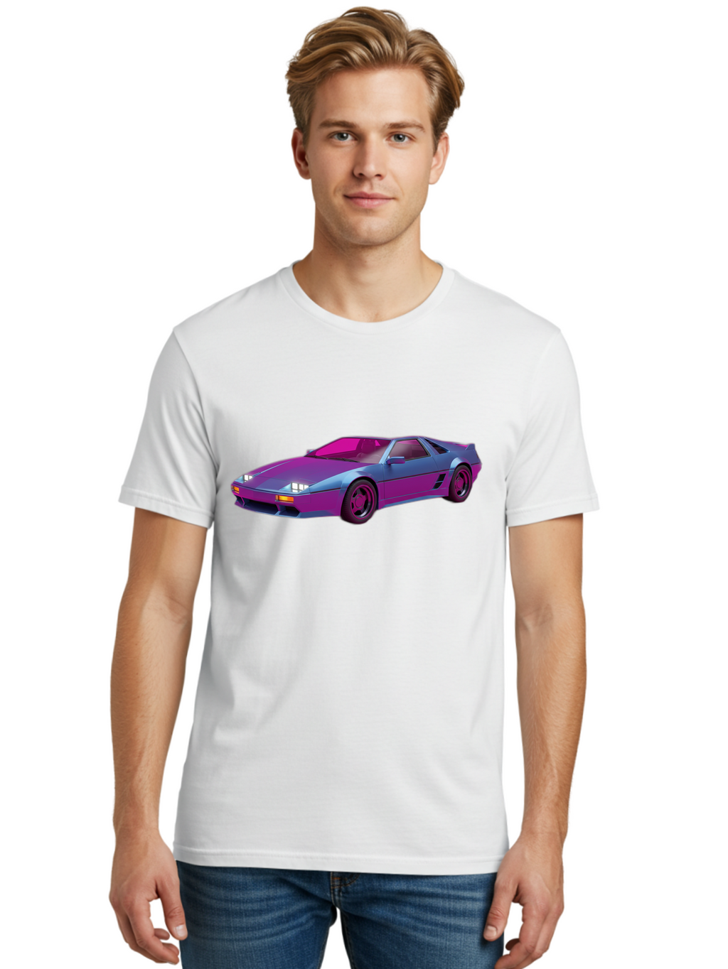 Ferrari-288-Gto Men'S Graphic Tee, 100% Cotton, Comfortable Casual Summer Wear, Machine Washable, Ferrari 288 Gto, Sports Car, Sleek Design, Vibrant Colors, Purple And Pink Gradient, Luxury Vehicle, High-Performance Car, Classic Ferrari Model, Baa670