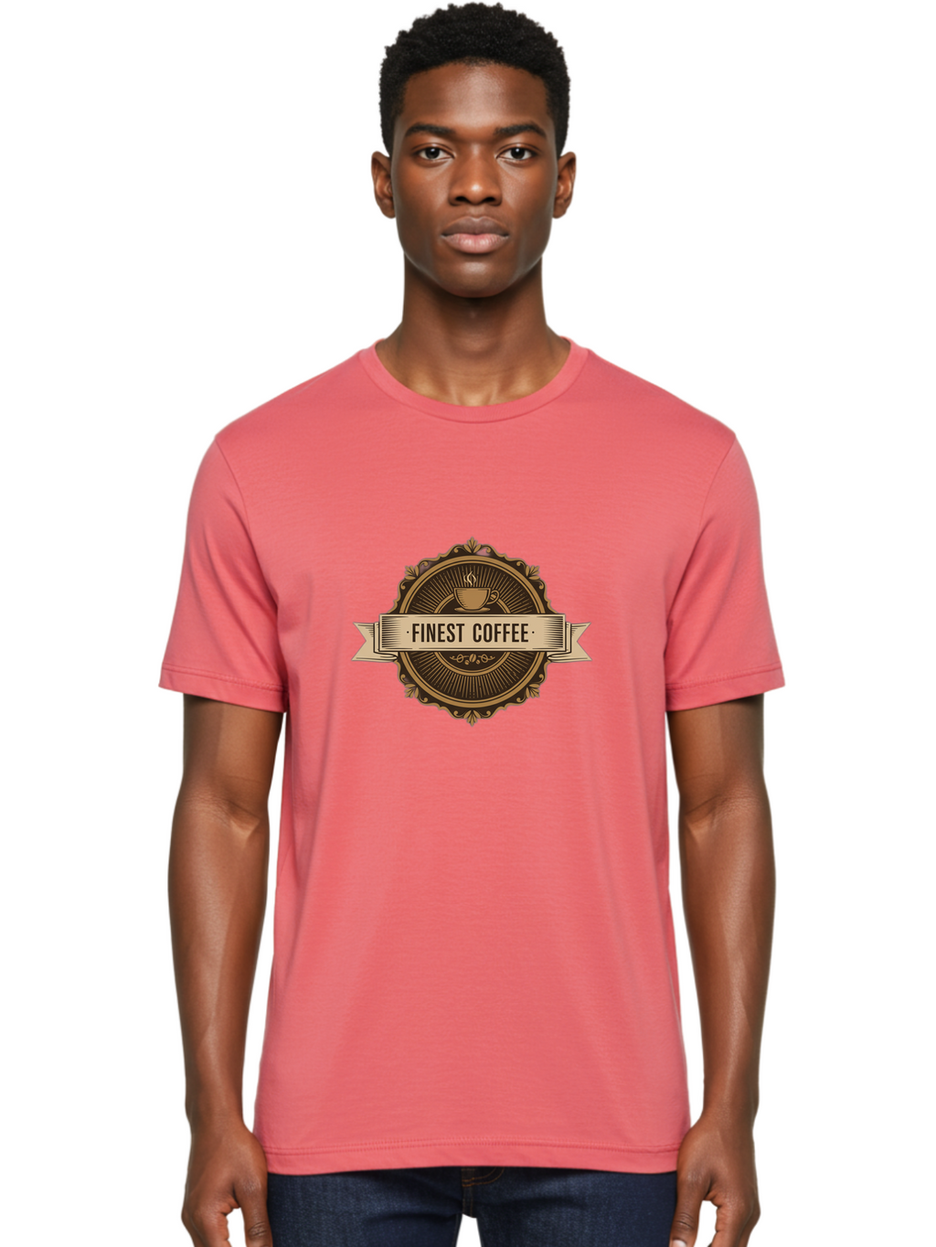Finest-Coffee Men'S Graphic Tee, 100% Cotton, Comfortable Casual Summer Wear, Machine Washable, Finest Coffee, Coffee Logo, Gourmet Coffee, Vintage Coffee Label, Coffee Branding, Coffee Emblem, Coffee Badge Baa671