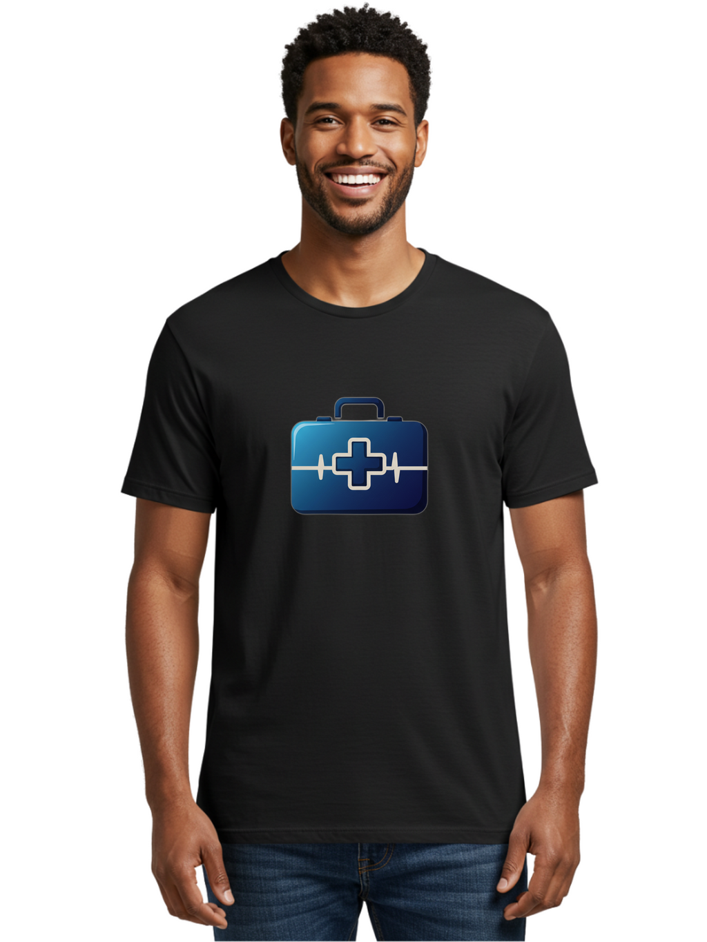 First-Aid-Kit-12 Men'S Graphic Tee, 100% Cotton, Comfortable Casual Summer Wear, Machine Washable, First Aid Kit, Medical Cross, Health Care, Emergency Kit, Medical Supplies, Health Symbol, Medical Aid, Heartbeat Baa675