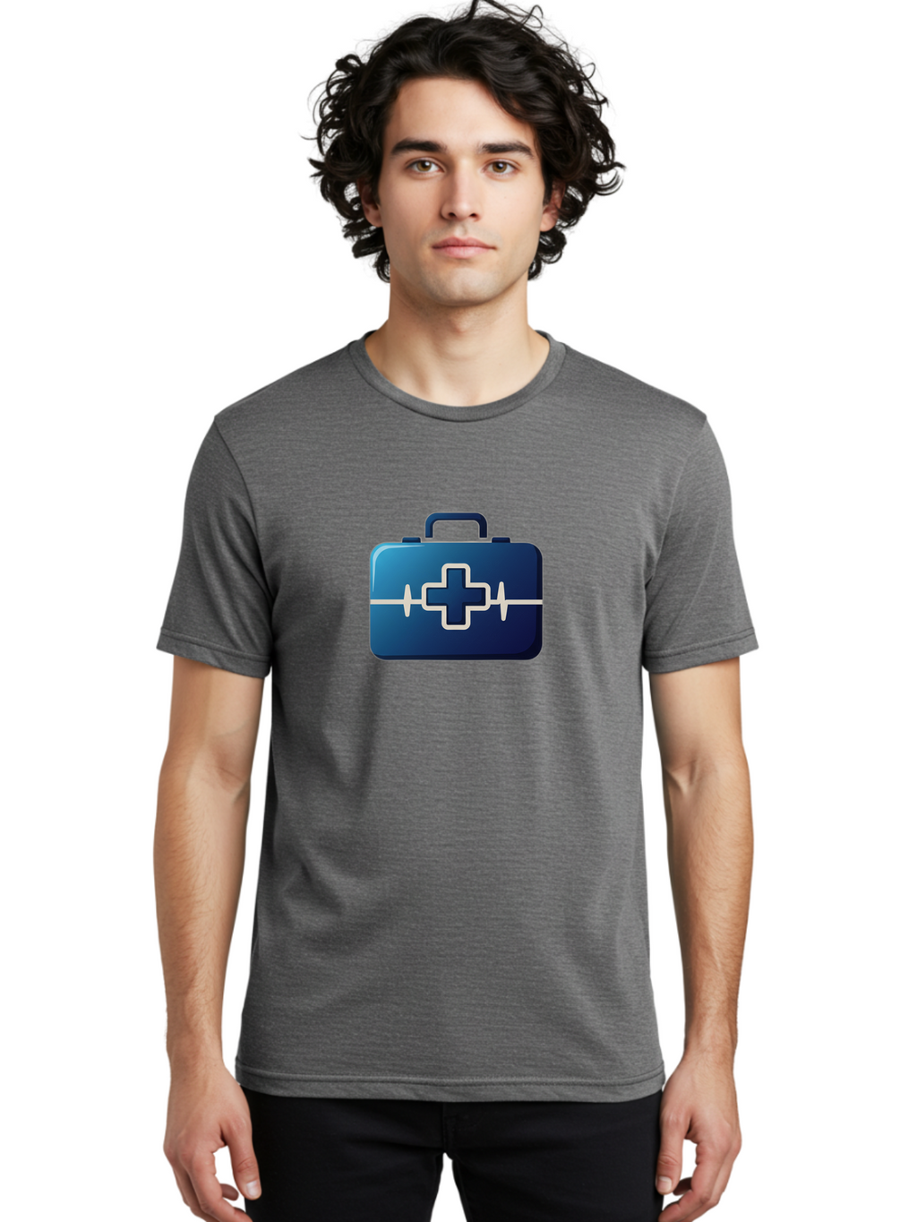 First-Aid-Kit-12 Men'S Graphic Tee, 100% Cotton, Comfortable Casual Summer Wear, Machine Washable, First Aid Kit, Medical Cross, Health Care, Emergency Kit, Medical Supplies, Health Symbol, Medical Aid, Heartbeat Baa675