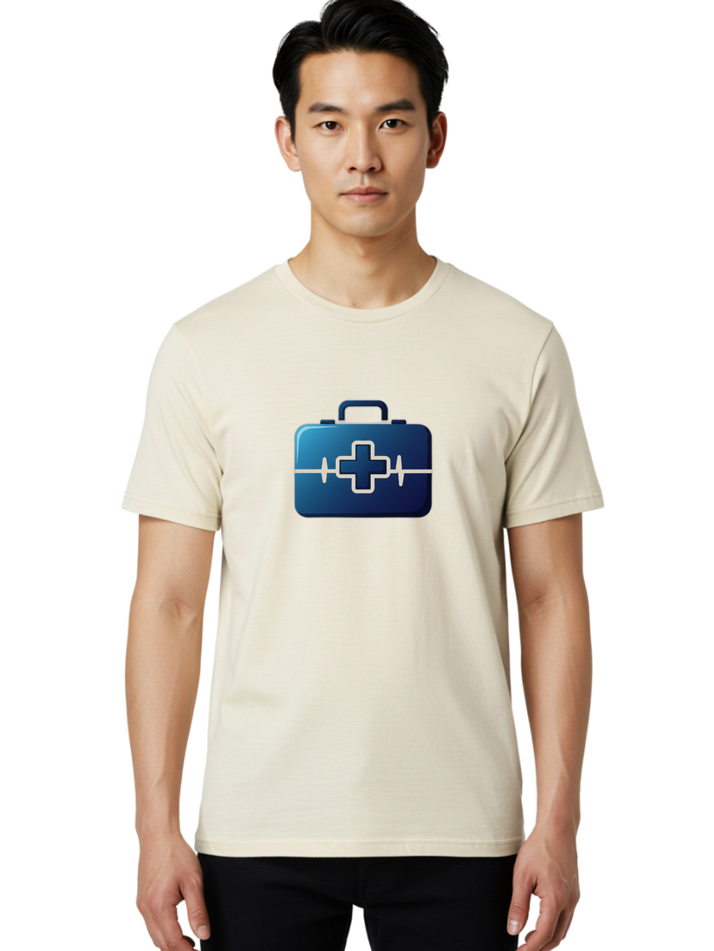 First-Aid-Kit-12 Men'S Graphic Tee, 100% Cotton, Comfortable Casual Summer Wear, Machine Washable, First Aid Kit, Medical Cross, Health Care, Emergency Kit, Medical Supplies, Health Symbol, Medical Aid, Heartbeat Baa675