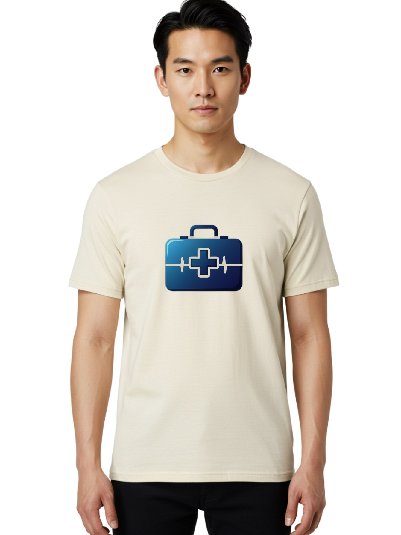 First-Aid-Kit-12 Men'S Graphic Tee, 100% Cotton, Comfortable Casual Summer Wear, Machine Washable, First Aid Kit, Medical Cross, Health Care, Emergency Kit, Medical Supplies, Health Symbol, Medical Aid, Heartbeat Baa675