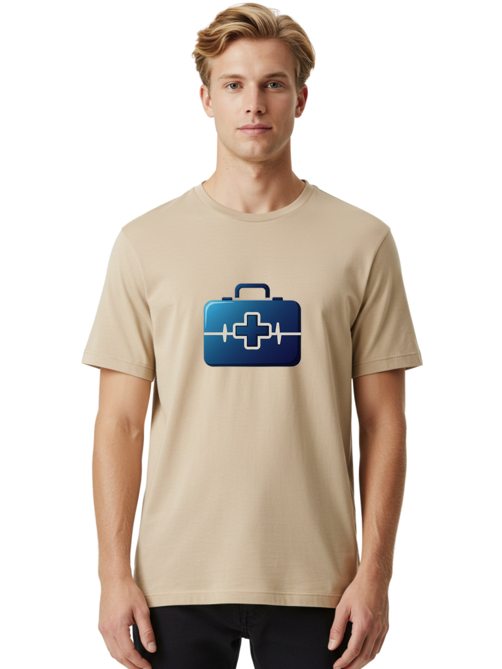 First-Aid-Kit-12 Men'S Graphic Tee, 100% Cotton, Comfortable Casual Summer Wear, Machine Washable, First Aid Kit, Medical Cross, Health Care, Emergency Kit, Medical Supplies, Health Symbol, Medical Aid, Heartbeat Baa675