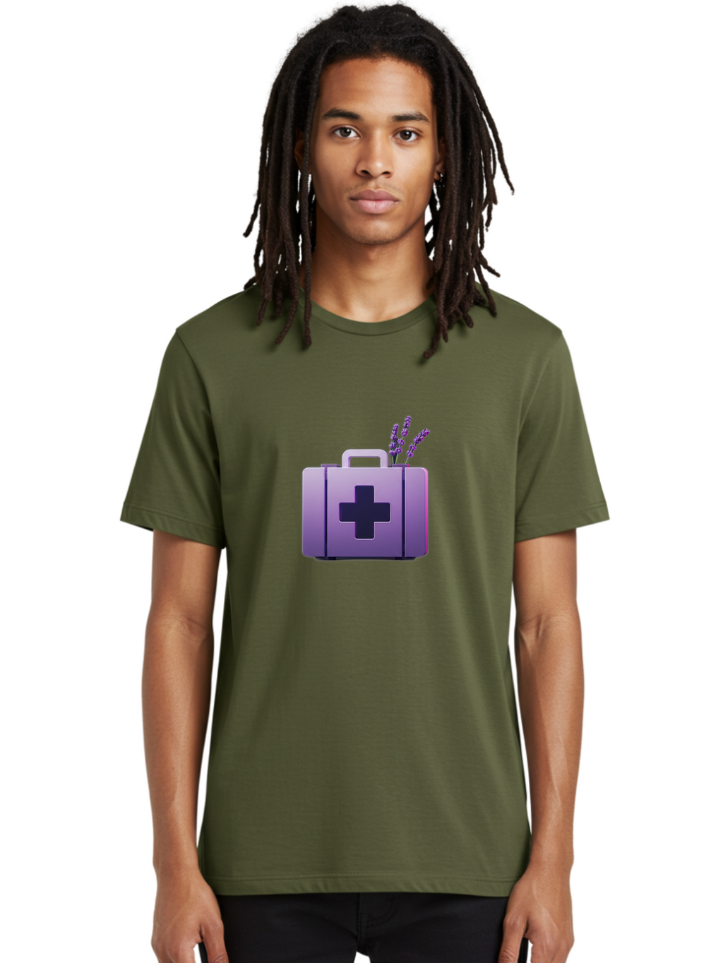 First-Aid-Kit-4 Men'S Graphic Tee, 100% Cotton, Comfortable Casual Summer Wear, Machine Washable, First Aid Kit, Medical Cross, Lavender Flowers, Natural Remedies, Health And Wellness, Alternative Medicine, Calming Effects, Herbal Therapy Baa678