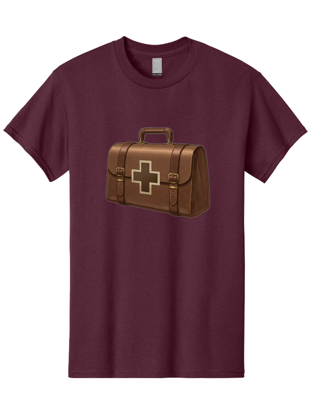 First-Aid-Kit-6 Men'S Graphic Tee, 100% Cotton, Comfortable Casual Summer Wear, Machine Washable, Brown Leather First Aid Kit, Medical Bag, Red Cross Symbol, Emergency Supplies, Healthcare Equipment, Medical Care Baa680