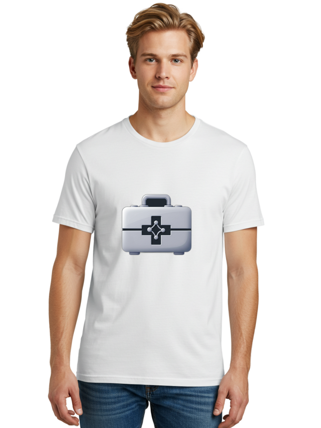 First-Aid-Kit-9 Men'S Graphic Tee, 100% Cotton, Comfortable Casual Summer Wear, Machine Washable, First Aid Kit, Medical Supplies, Health Care, Emergency Response, Medical Cross, Share Node, First Aid Box, Medical Kit, Health Emergency Baa683