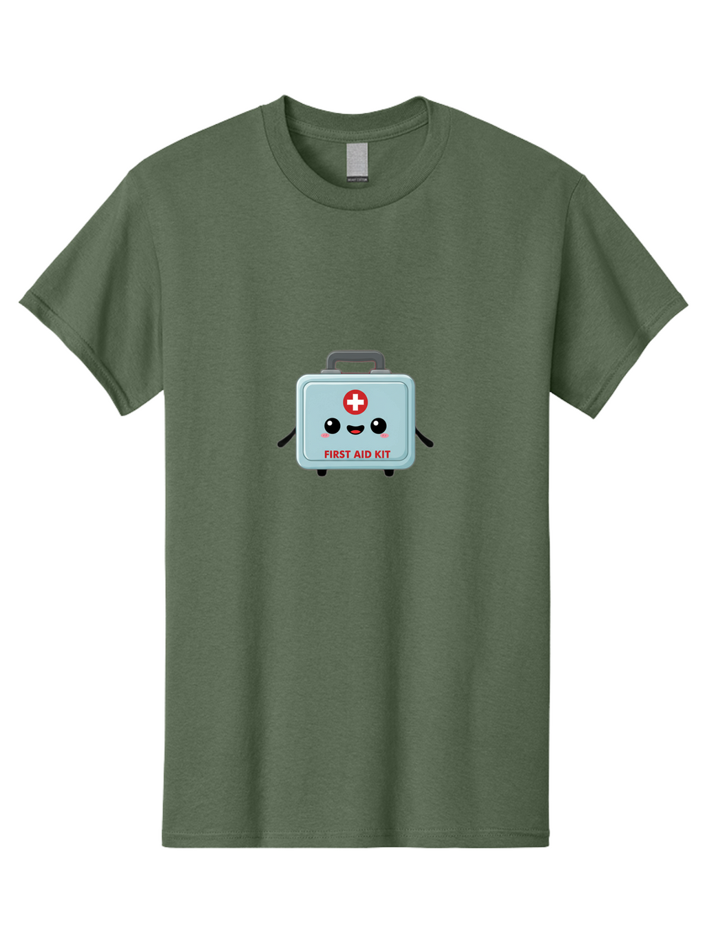 First-Aid-Kit Men'S Graphic Tee, 100% Cotton, Comfortable Casual Summer Wear, Machine Washable, Cartoon First Aid Kit, Cute Character Design, Red Cross Symbol, Medical Kit, Emergency Response, Health And Safety, First Aid Supplies, Baa685