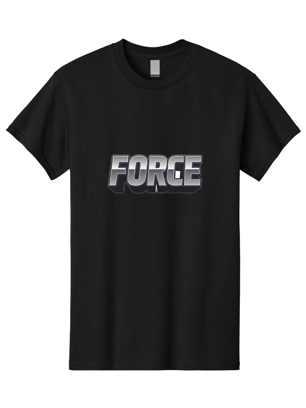 Force Men'S Graphic Tee, 100% Cotton, Comfortable Casual Summer Wear, Machine Washable, Forge Logo, Silver Metallic Text, 3D Effect, Chrome Finish, Bold Typography, Modern Design, Strength Symbol, Power Emblem, Industrial Branding Baa690