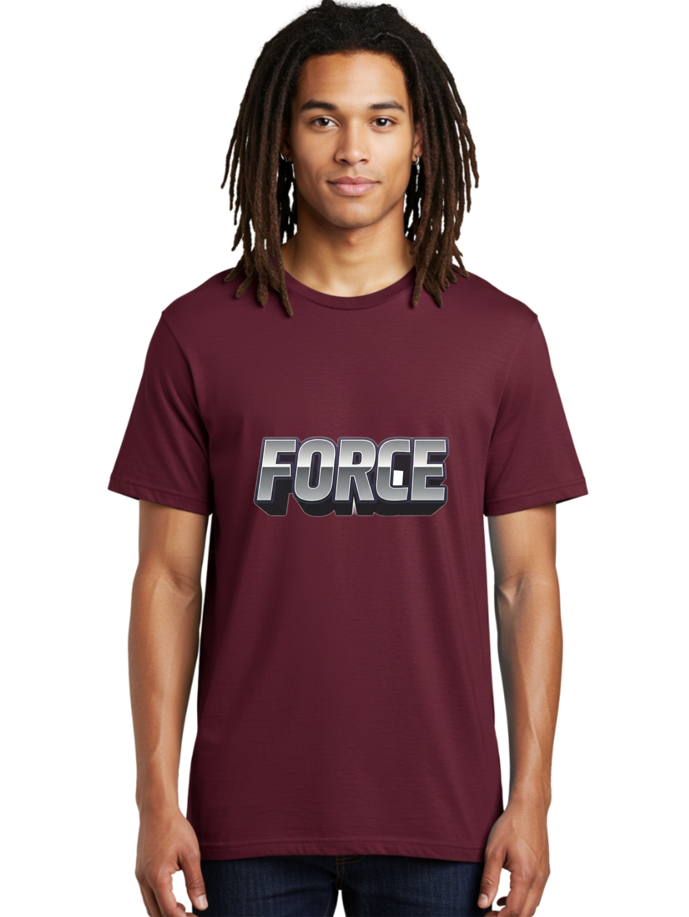 Force Men'S Graphic Tee, 100% Cotton, Comfortable Casual Summer Wear, Machine Washable, Forge Logo, Silver Metallic Text, 3D Effect, Chrome Finish, Bold Typography, Modern Design, Strength Symbol, Power Emblem, Industrial Branding Baa690