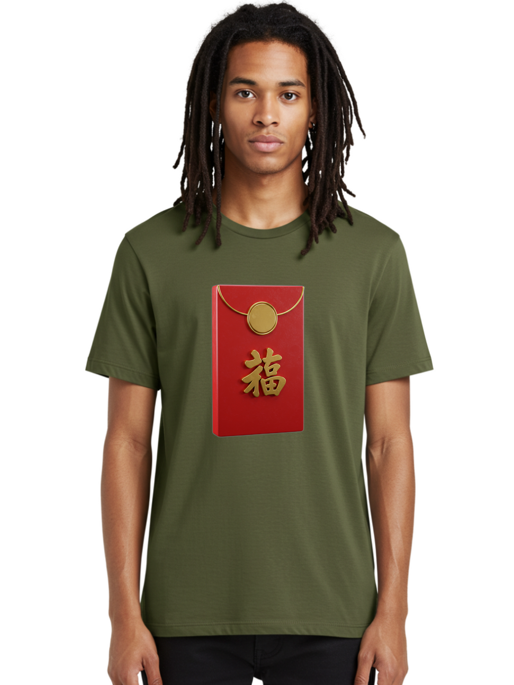 Fu-1 Men'S Graphic Tee, 100% Cotton, Comfortable Casual Summer Wear, Machine Washable, Red Envelope With Gold Seal, Gold Character Fu, Chinese New Year, Lucky Money, Prosperity Symbol, Cultural Heritage, Traditional Gift Baa693