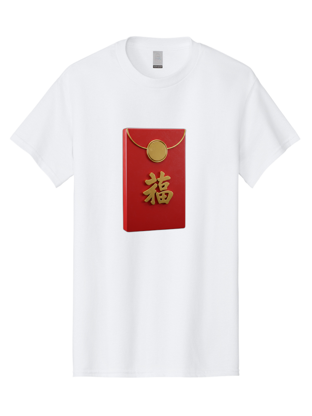 Fu-1 Men'S Graphic Tee, 100% Cotton, Comfortable Casual Summer Wear, Machine Washable, Red Envelope With Gold Seal, Gold Character Fu, Chinese New Year, Lucky Money, Prosperity Symbol, Cultural Heritage, Traditional Gift Baa693