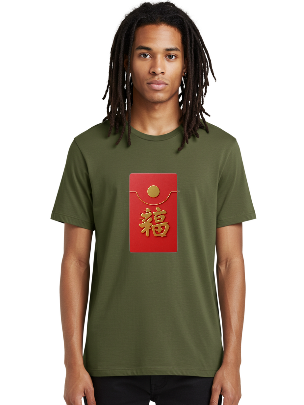 Fu-5 Men'S Graphic Tee, 100% Cotton, Comfortable Casual Summer Wear, Machine Washable, Red Envelope With Gold Seal, Chinese New Year, Prosperity Symbol, Good Fortune, Lucky Money, Cultural Tradition, Festive Gift Baa697