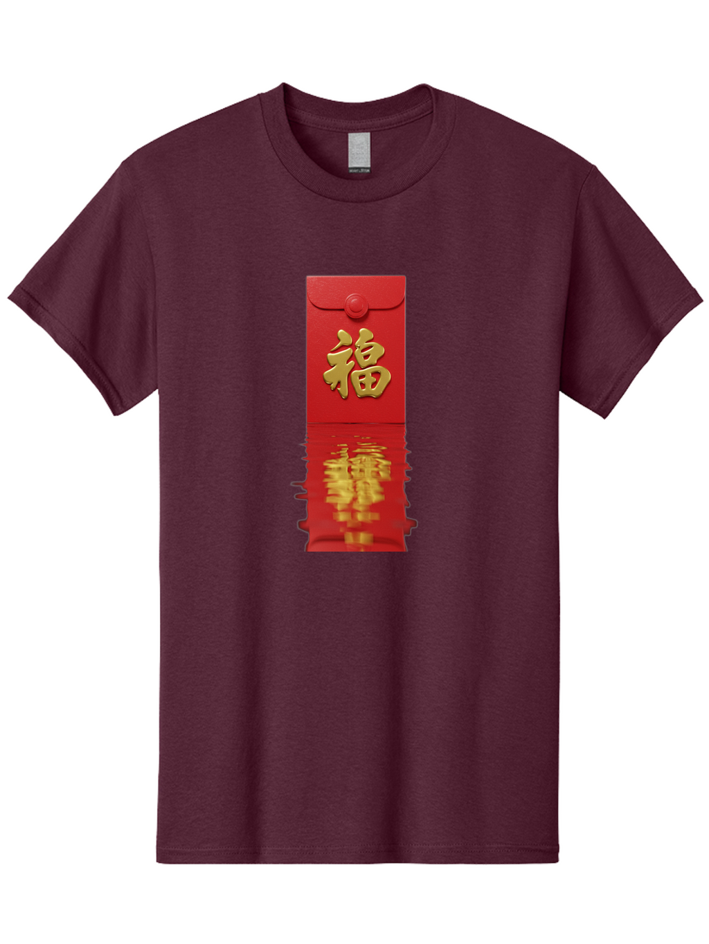 Fu-6 Men'S Graphic Tee, 100% Cotton, Comfortable Casual Summer Wear, Machine Washable, Red Envelope, Chinese New Year, Gold Character, Fu Symbol, Prosperity, Good Fortune, Lucky Money, Cultural Heritage, Traditional Gift Baa698
