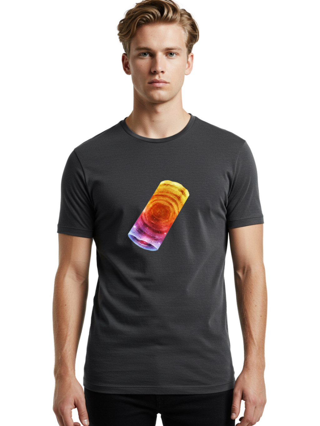 Galaxy-Dosa Men'S Graphic Tee, 100% Cotton, Comfortable Casual Summer Wear, Machine Washable, Cinnamon Swirl Pastry, Sweet Treat, Baked Goods, Delicious Dessert, Swirly Design, Orange And Purple Hues, Sweet Aroma, Tasty Pastry Baa706