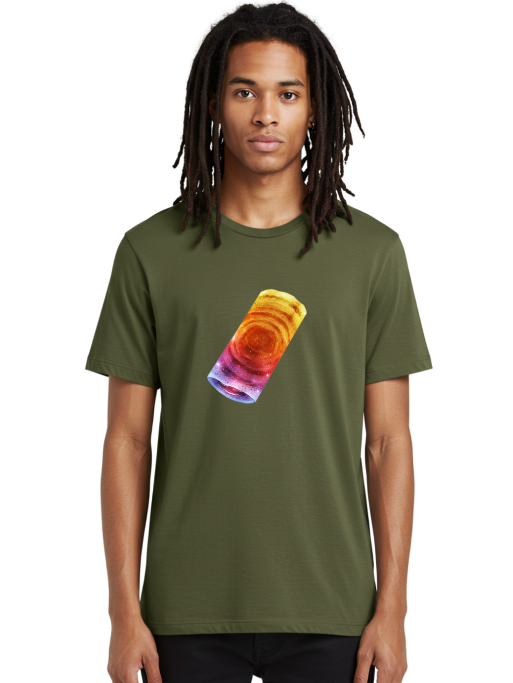 Galaxy-Dosa Men'S Graphic Tee, 100% Cotton, Comfortable Casual Summer Wear, Machine Washable, Cinnamon Swirl Pastry, Sweet Treat, Baked Goods, Delicious Dessert, Swirly Design, Orange And Purple Hues, Sweet Aroma, Tasty Pastry Baa706