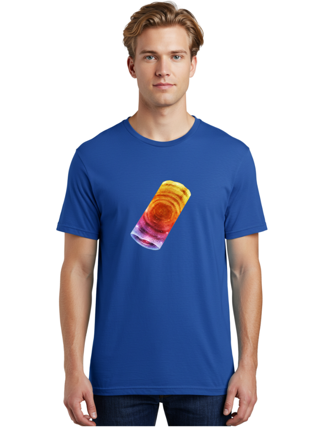 Galaxy-Dosa Men'S Graphic Tee, 100% Cotton, Comfortable Casual Summer Wear, Machine Washable, Cinnamon Swirl Pastry, Sweet Treat, Baked Goods, Delicious Dessert, Swirly Design, Orange And Purple Hues, Sweet Aroma, Tasty Pastry Baa706