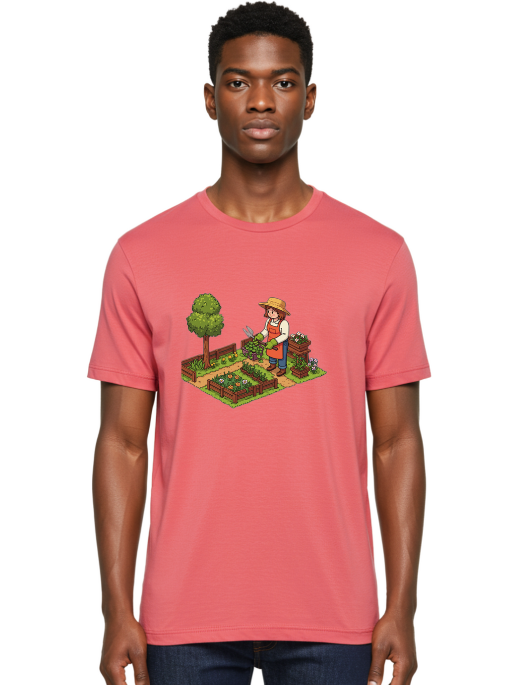 Gardener Men'S Graphic Tee, 100% Cotton, Comfortable Casual Summer Wear, Machine Washable, Gardening, Flower Gardening, Gardening Tools, Gardening Apron, Gardening Hat, Gardening Gloves, Potted Plants, Gardening Scenery, Serene Garden, Baa720