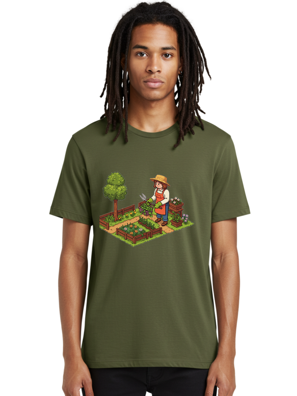 Gardener Men'S Graphic Tee, 100% Cotton, Comfortable Casual Summer Wear, Machine Washable, Gardening, Flower Gardening, Gardening Tools, Gardening Apron, Gardening Hat, Gardening Gloves, Potted Plants, Gardening Scenery, Serene Garden, Baa720