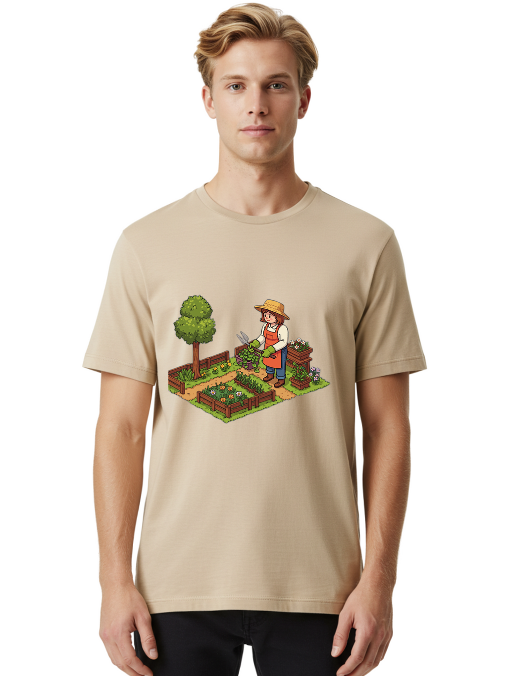 Gardener Men'S Graphic Tee, 100% Cotton, Comfortable Casual Summer Wear, Machine Washable, Gardening, Flower Gardening, Gardening Tools, Gardening Apron, Gardening Hat, Gardening Gloves, Potted Plants, Gardening Scenery, Serene Garden, Baa720