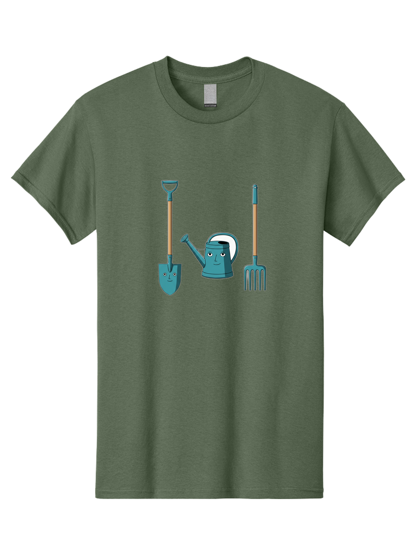 Gardening-Tools-6 Men'S Graphic Tee, 100% Cotton, Comfortable Casual Summer Wear, Machine Washable, Shovel, Watering Can, Pitchfork, Gardening Tools, Cartoon Characters, Garden Supplies, Gardening Equipment, Nursery Tools, Yard Work Baa726