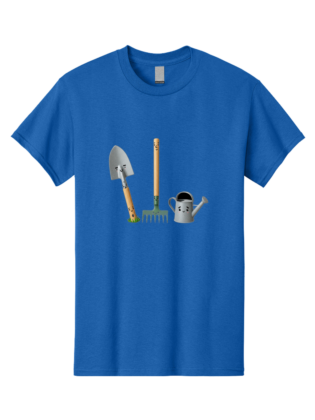 Gardening-Tools-7 Men'S Graphic Tee, 100% Cotton, Comfortable Casual Summer Wear, Machine Washable, Gardening Shovel, Garden Fork, Watering Can, Gardening Equipment, Friendly Tools, Anthropomorphic Objects, Nursery Supplies, Baa727