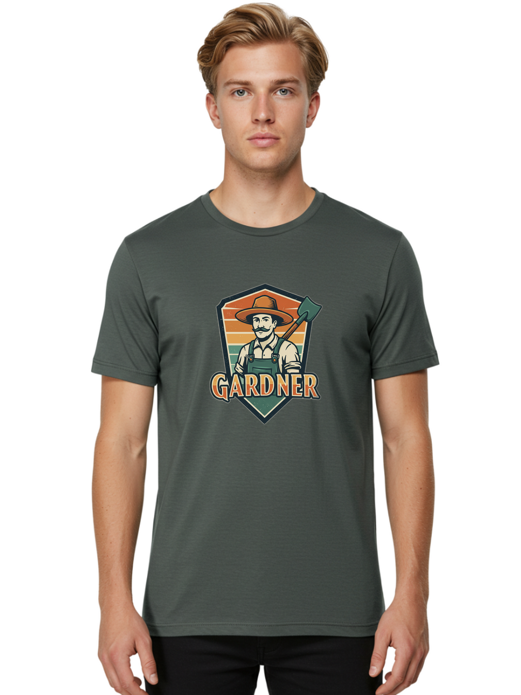 Gardner Men'S Graphic Tee, 100% Cotton, Comfortable Casual Summer Wear, Machine Washable, Gardener With A Hoe, Gardening Logo, Vintage Style, Outdoor Work, Rustic Charm, Gardening Tools, Agriculture, Gardening Profession Baa731