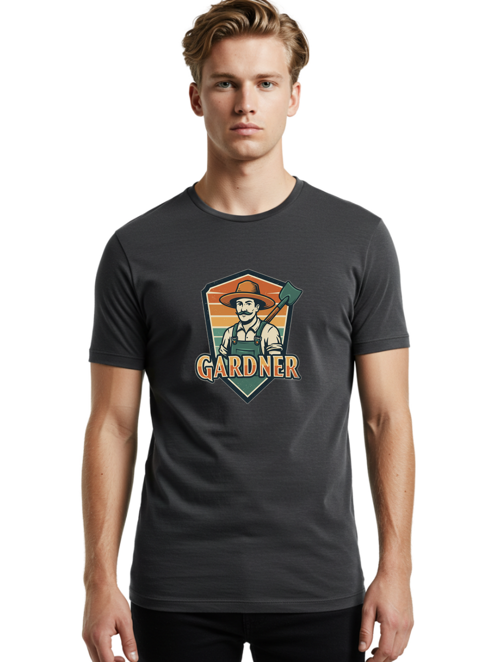 Gardner Men'S Graphic Tee, 100% Cotton, Comfortable Casual Summer Wear, Machine Washable, Gardener With A Hoe, Gardening Logo, Vintage Style, Outdoor Work, Rustic Charm, Gardening Tools, Agriculture, Gardening Profession Baa731