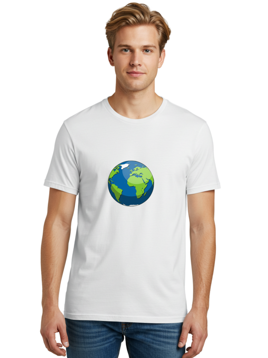 Globe-1 Men'S Graphic Tee, 100% Cotton, Comfortable Casual Summer Wear, Machine Washable, Illustrated Globe, World Map, Global Illustration, 3D Globe, Earth From Space, Cartography, Geography, International, Global Unity, Planet Earth Baa738