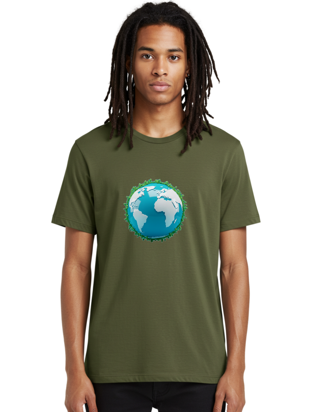 Globe-11 Men'S Graphic Tee, 100% Cotton, Comfortable Casual Summer Wear, Machine Washable, Globe Surrounded By Virus, Global Pandemic, Coronavirus Outbreak, Health Crisis, Worldwide Spread, Blue Earth, White Continents, Viral Infection, Baa740